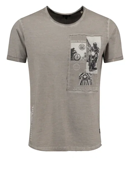 Key Largo Tricou Wheels bej închis / gri negru