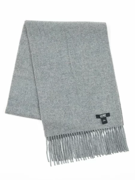 GOBI Cashmere Fular Unisex Cashmere Fringed Scarf denim gri