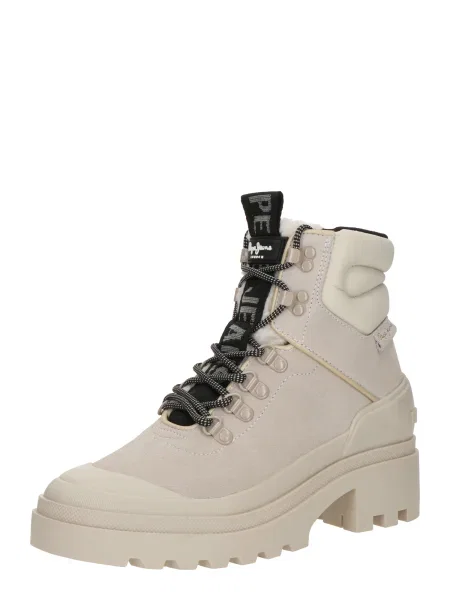 Pepe Jeans Šnurovacie členkové čižmy HALE URBAN tmelová biela