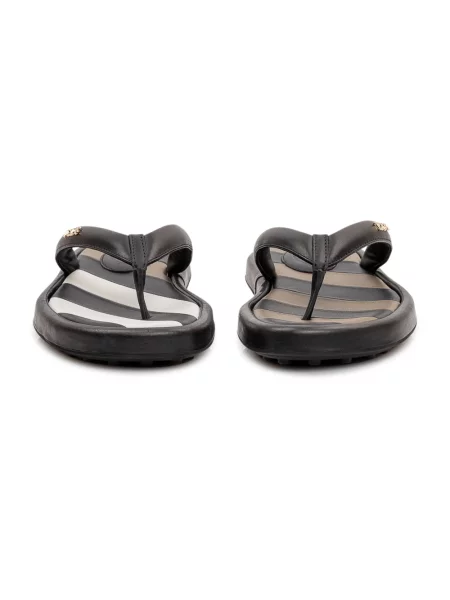 Klapki Tod's skórzane z logo czarne