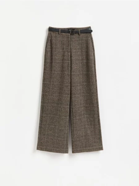 Reserved Pantaloni cu croi larg și cordon cafeniu