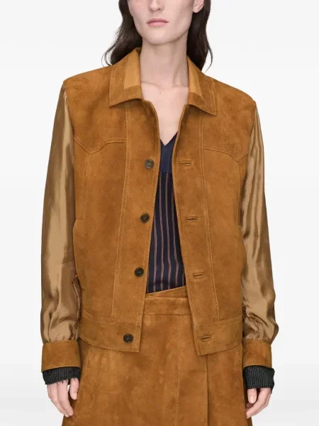 Geacă bomber Maison Margiela din piele de căprioară maro