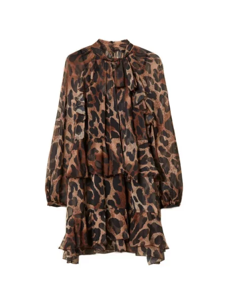 Scurt rochie Twinset cu imagine cu imprimeu animal print maro