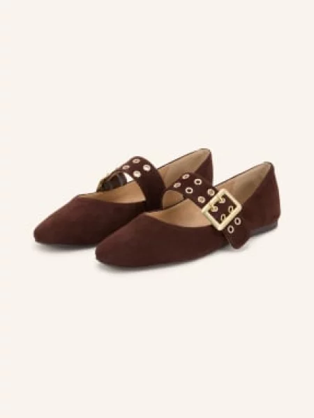 Steve Madden Mary Jane Baleríny Atlantica tmavě / zlatá hnědá