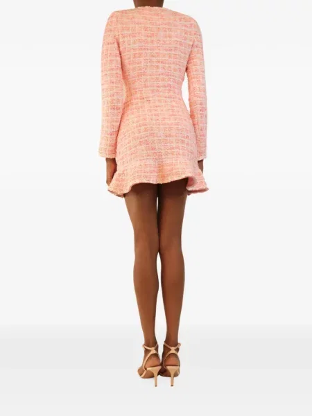 Bouclé rochie mini Self-portrait cu volane roz