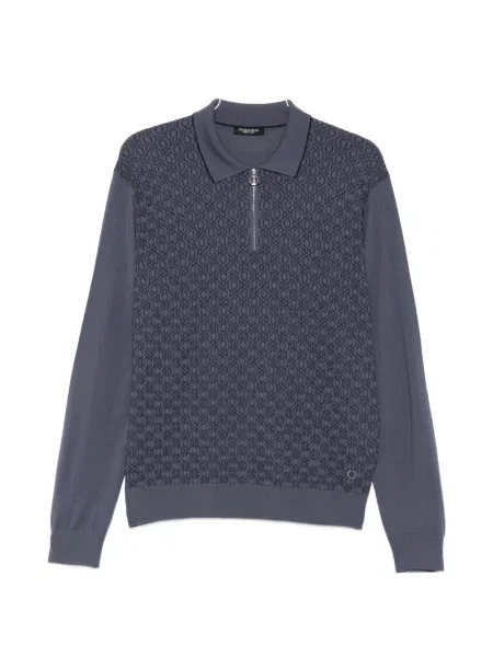 Tricou polo Stefano Ricci cu imprimeu geometric albastru