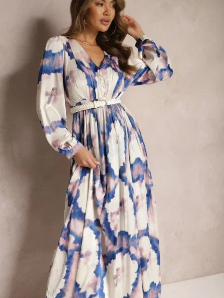 Bej-Mov Maxi Rochie Satin Cloș Velian bej