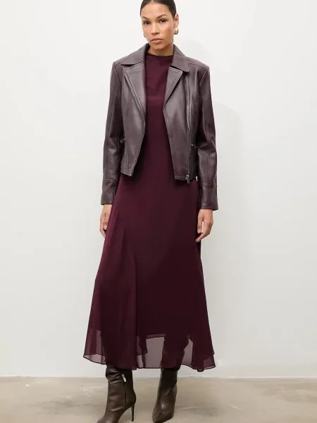 Шкіряна куртка Answear.LAB демісезонна бордовий