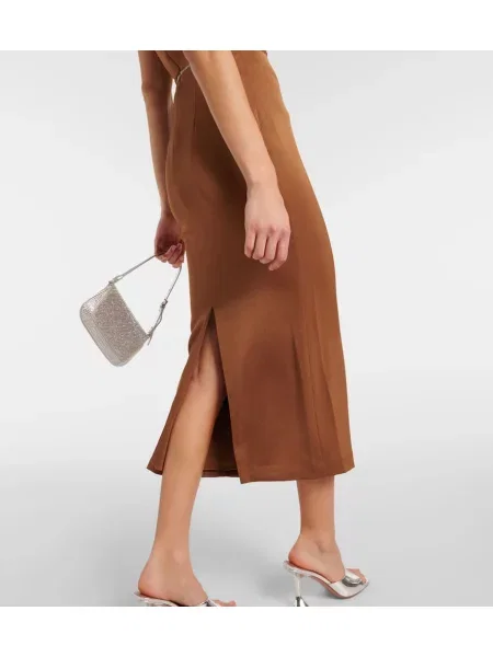 Rochie midi Alex Perry din satin de cristal până la genunchi maro