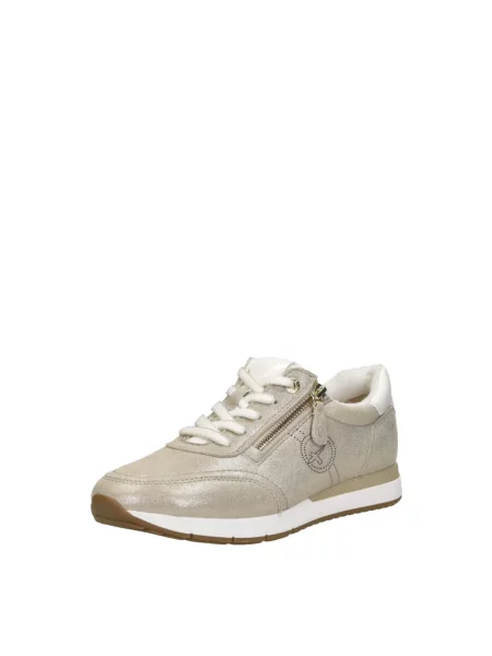 Sneakersy Tamaris sznurowane skórzane beżowe