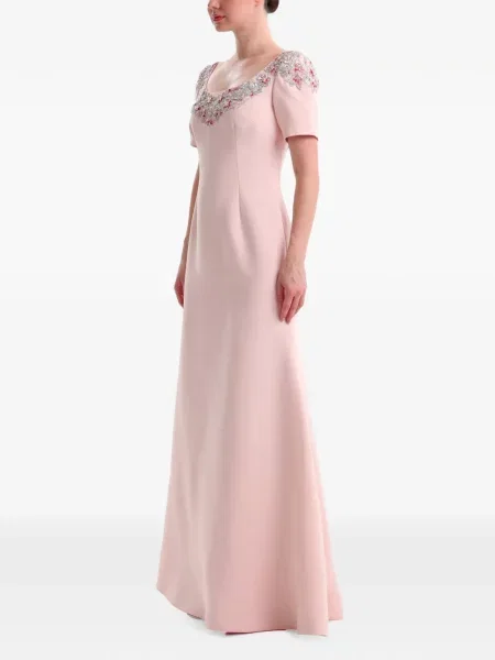 Rochie maxi Dina Melwani cu model floral roz