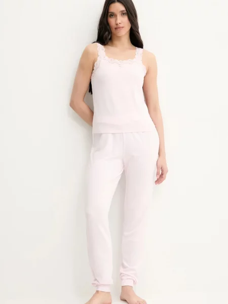 Spodnie dresowe z wyhaftowanym logo model ‘LUCIA’ Guess różowe