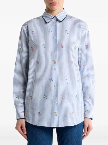 Cămașă Etro cu model floral din jacard albastru