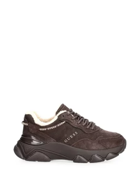 Sneakerși Guess din piele de căprioară maro