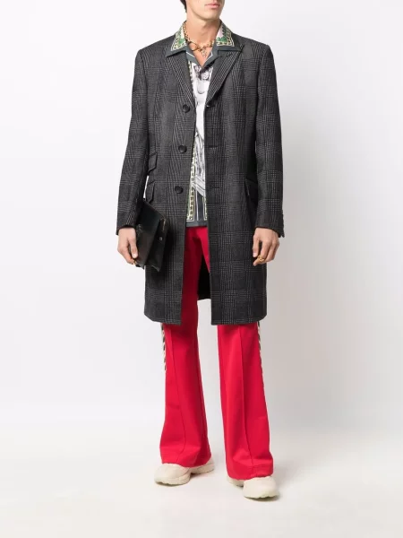 Kostkovaný jednořadý kabát Versace Pre-owned černý