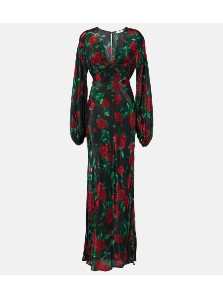 Rochie maxi Alexandra Miro cu model floral de costum negru