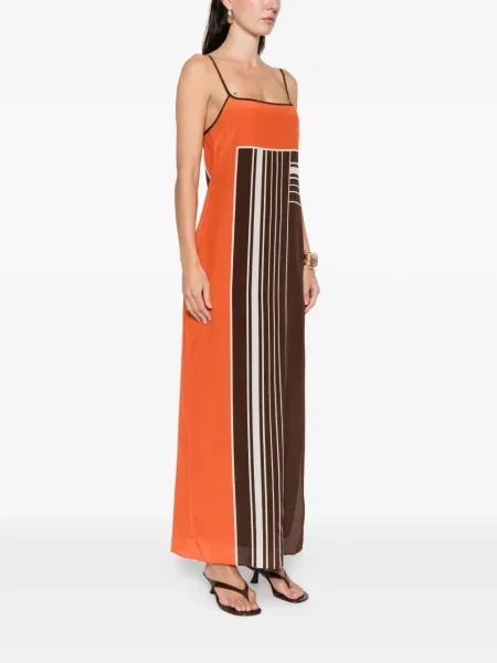 Rochie maxi Sir cu dungi de costum maro
