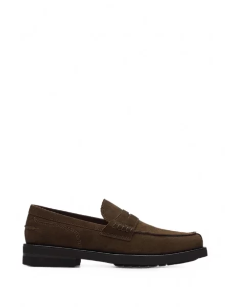 Pantofi loafer Lottusse din piele de căprioară maro