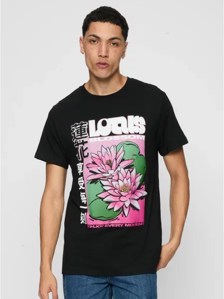 Tricou Mister Tee cu model floral negru
