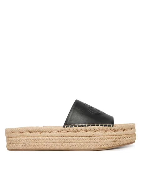 Espadrilles Calvin Klein Flatf Espa Mule Lth Mg fekete