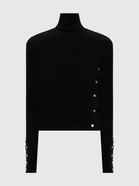 Гольф з вовни і шовку в рубчик Palm Angels S чорний