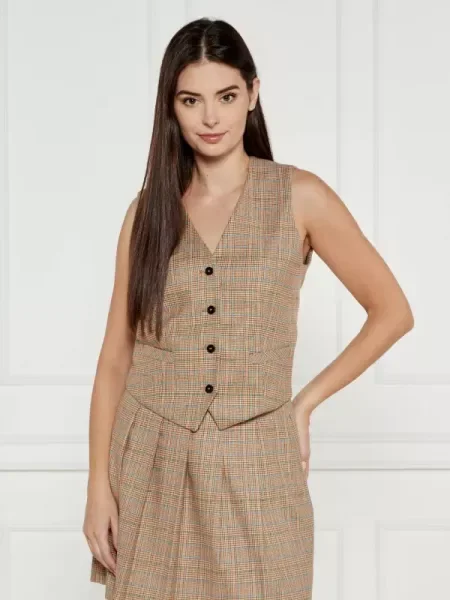 Marc Cain Vestă cu adaos de lână bej