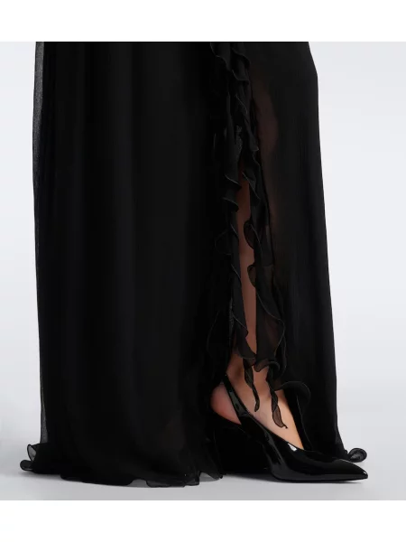 Rochie Blumarine cu model floral cu volane negru