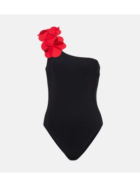 Costum de baie Karla Colletto cu model floral cu un umăr gol negru