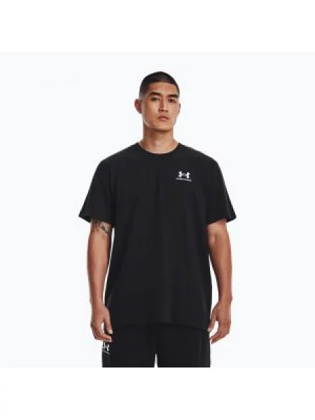 Under Armour t-shirt treningowy Logo Embroidered czarny gładki biała