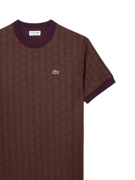 Tricou Lacoste din jacard maro