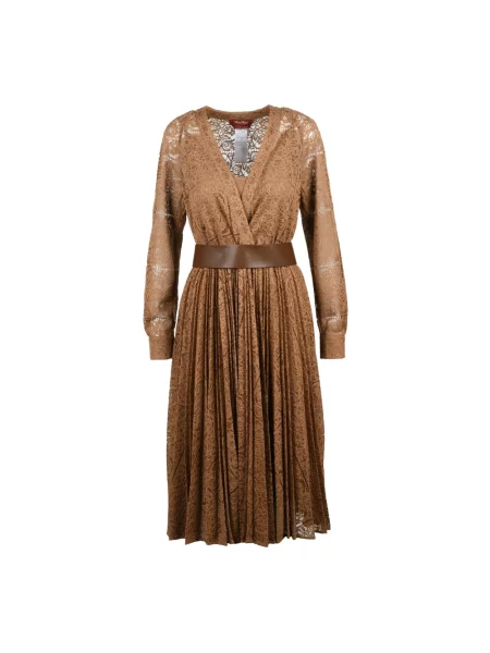 Sukienka Max Mara Studio koronkowa brązowa