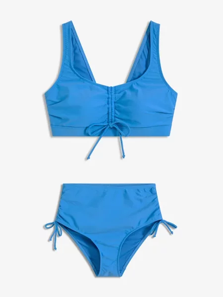Bikini bustier z troczkami komplet 2 cz. niebieskie