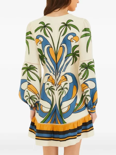 Rochie mini Farm Rio cu volane cu imprimeu tropical