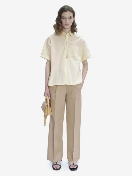 A.P.C. pantaloni din in drept medium waist bej