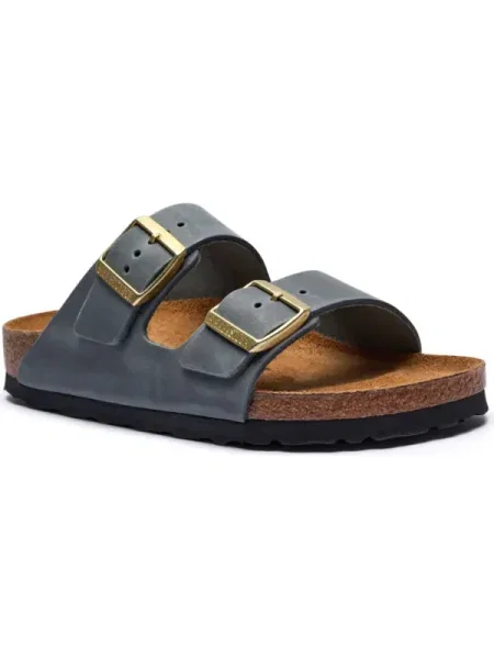Șlapi Birkenstock din piele gri