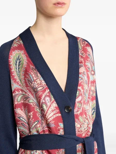 Cardigan Etro de mătase cu imagine cu model paisley roșu