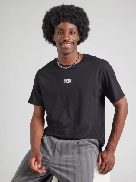 JACK & JONES Tricou JWHCLASSIC negru alb