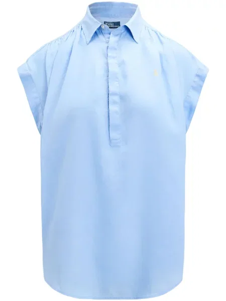 Saténové dlouhé polotričko Polo Ralph Lauren s výšivkou modré