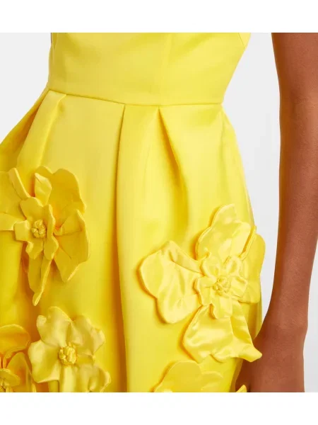 Rochie Leo Lin cu model floral galben
