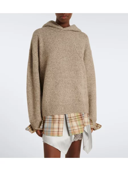 Hanorac cu glugă Acne Studios de lână bej