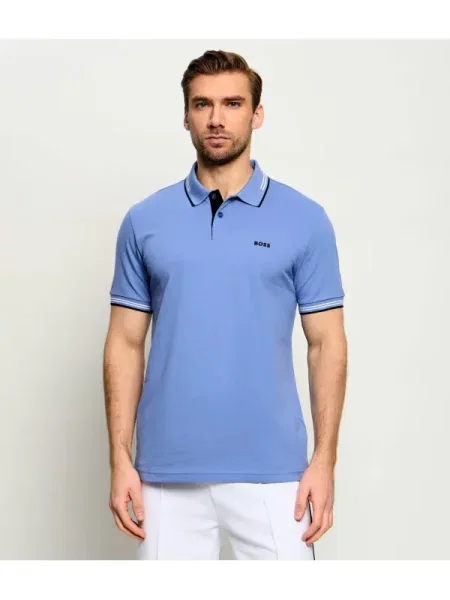 Tricou polo Boss Green stretch albastru