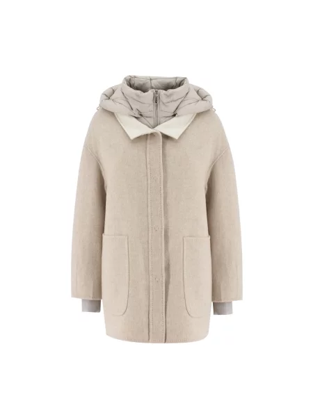 Lniana kurtka puchowa Moorer beżowa