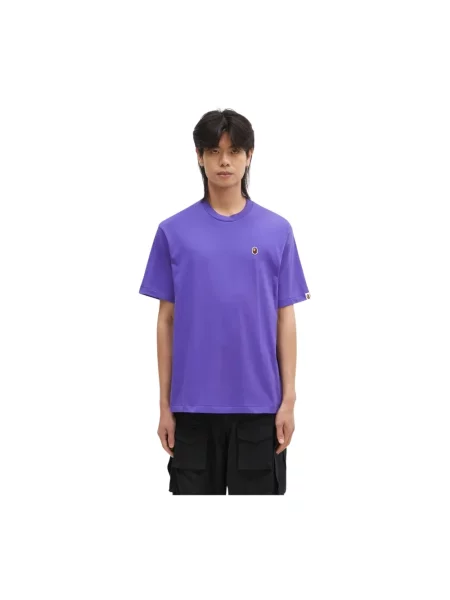 A Bathing Ape t-shirt ONE POINT RELAXED FIT TEE gładki fioletowy