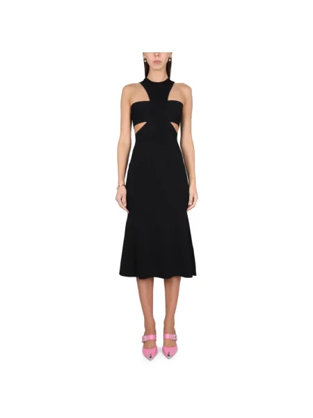 Dzianinowa sukienka midi Alexander Mcqueen czarna