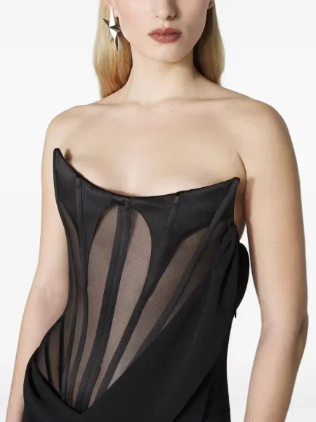 Rochie maxi Mugler drapată negru