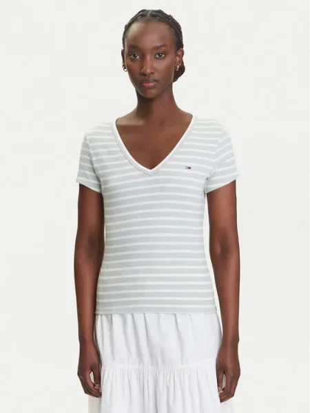 Tommy Jeans Tricou Essential Verde alb