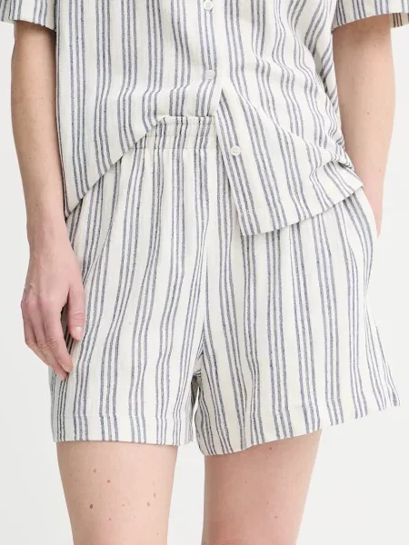 Samsoe Samsoe pantaloni scurți SAKAJA cu imprimeu high waist alb