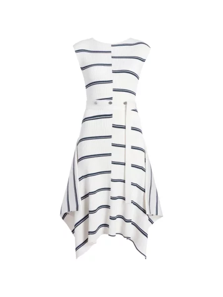 Rochie midi Proenza Schouler cu dungi până la genunchi de costum alb