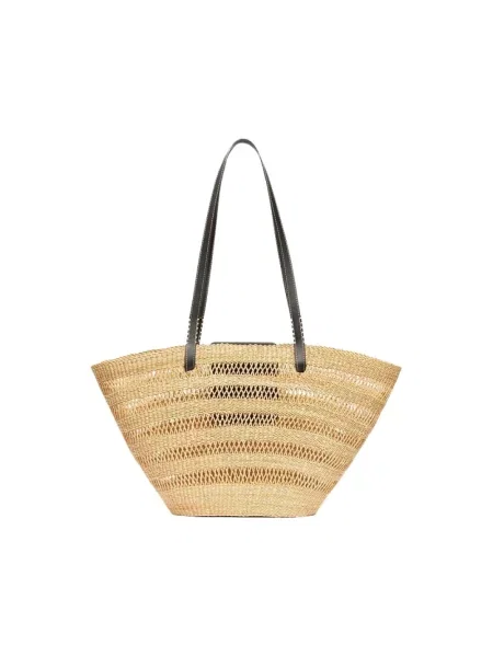Torba plażowa Vanessa Bruno skórzana pleciona beżowa