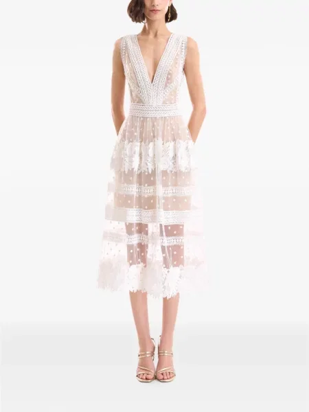 Rochie Gemy Maalouf cu model floral din tul alb